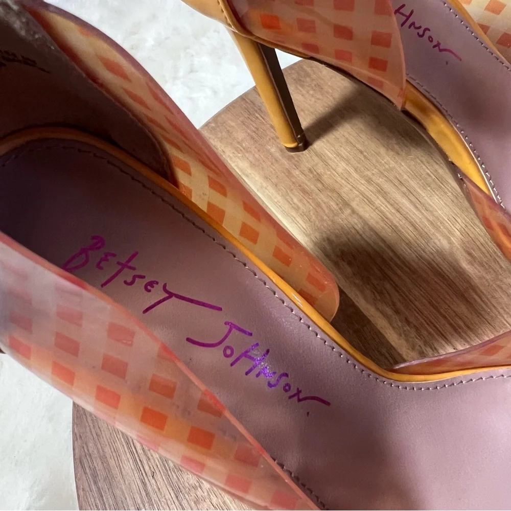 Betsey Johnson Kaison Yellow and Orange Bow Heels Size 6 - Picture 11 of 14